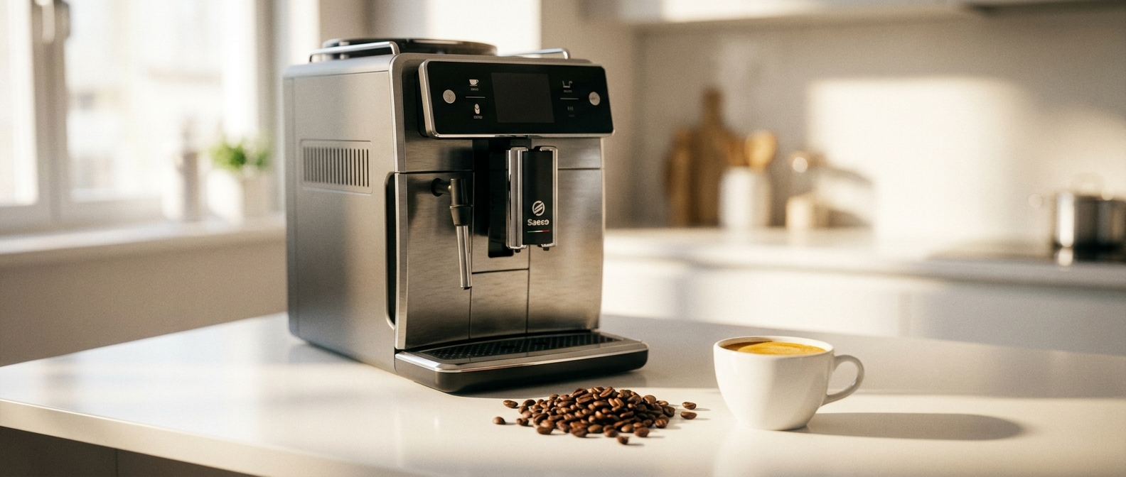 Кава для Saeco і Philips — автоматична кавомашина з зернами та чашкою еспресо