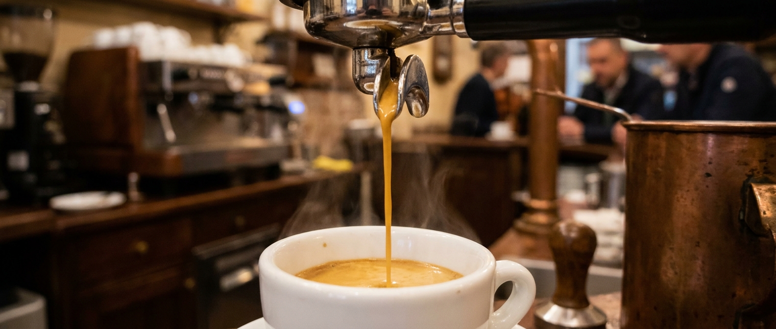 Чашка еспресо з кави Ricco Coffee Gold Espresso Italiano зі щільною золотистою кремою