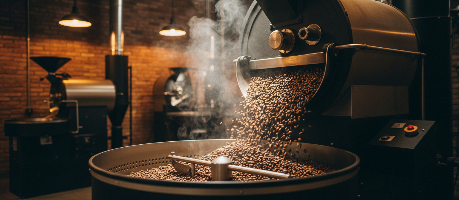 Власне обсмажування кави в зернах Ricco Coffee у Дніпрі — барабанна обсмажувальна машина