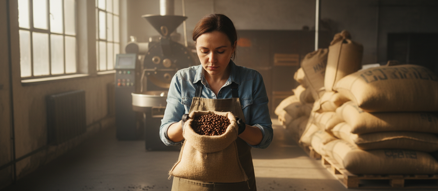 Постачальник кави для закладу — власник закладу перевіряє пачку обсмаженої кави у цеху Ricco Coffee у Дніпрі, чек-ліст 7 критеріїв