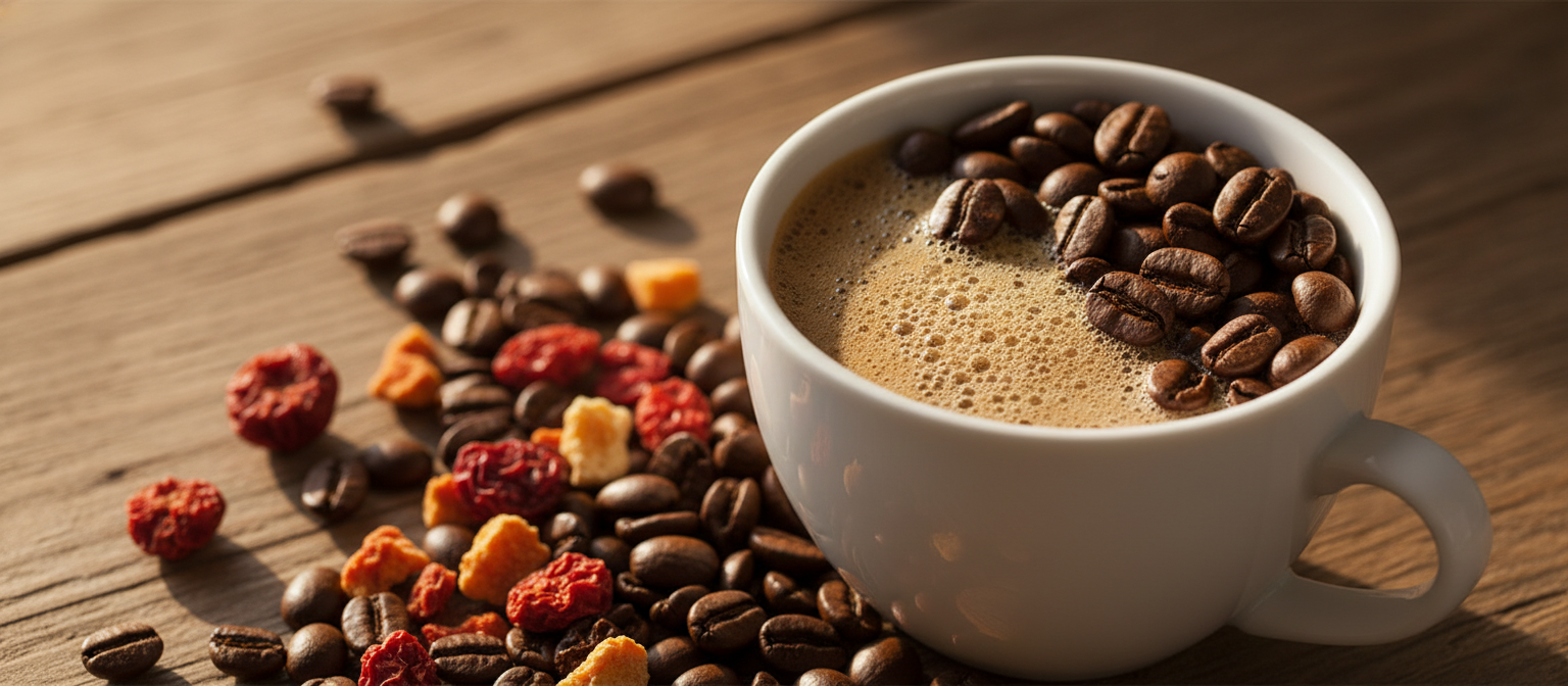 Кава з Ефіопії Sidamo від Ricco Coffee у білій чашці — ноти чорниці і цитрусу, обсмажувальний цех у Дніпрі